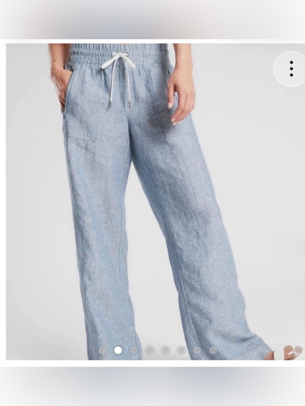 Women’s Athleta Cabo Light Blue Linen Drawstring Waist Pant Size 4